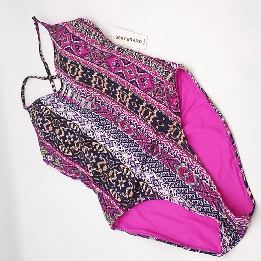 Lucky Brand Boho Chic One-Piece Swimsuit Multicolor M